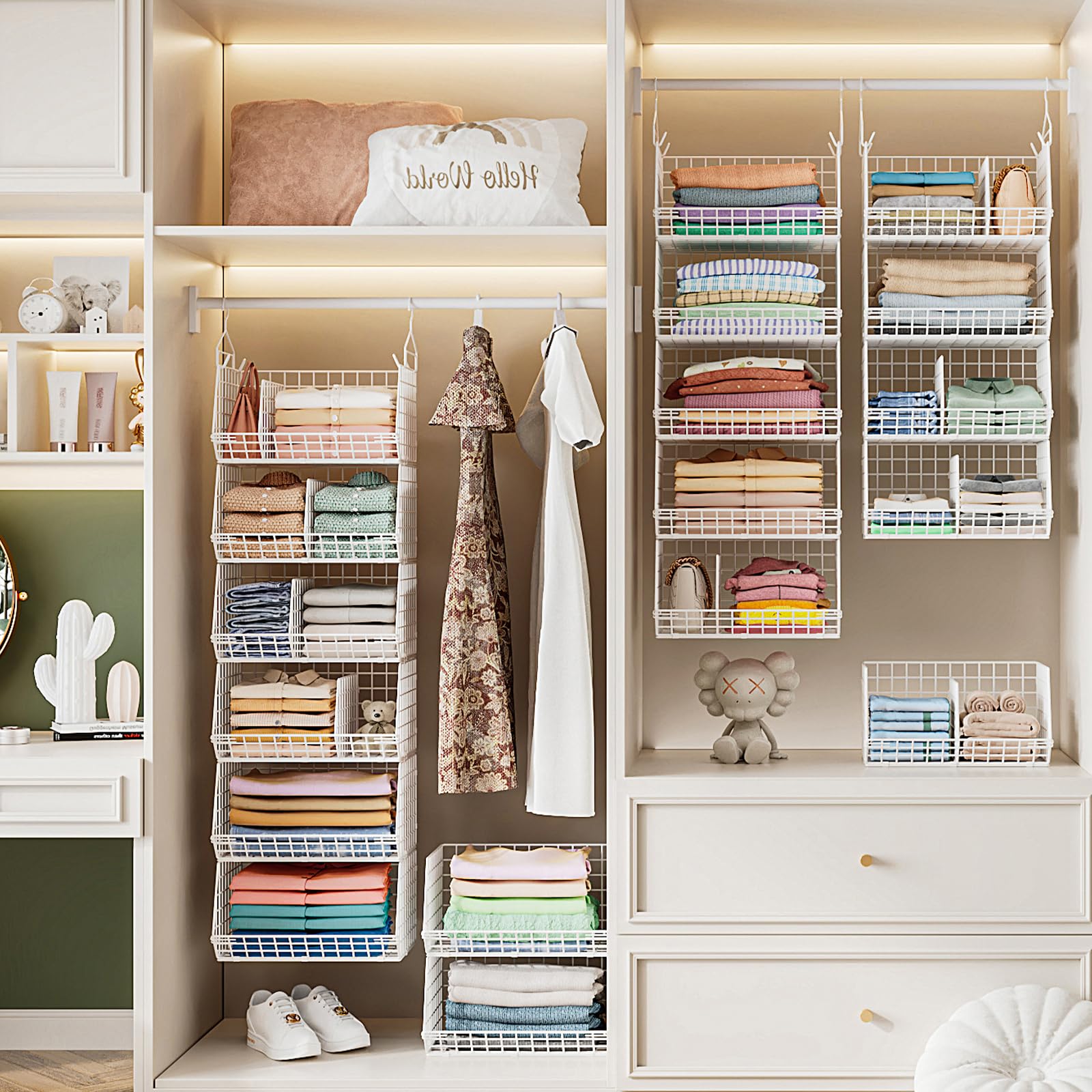 Jautokerdar wire closet unit mounts securely for space-saving storage.