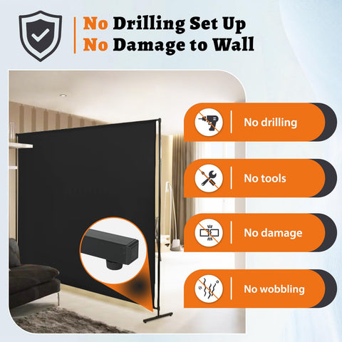 JAUZVIL room divider features a sturdy frame for durable space separation.