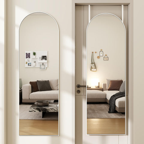 JAWGLOW arched full-length mirror with metal frame for accurate full-body reflection.