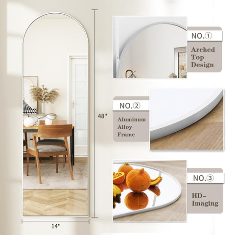 JAWGLOW 14x48-inch mirror provides generous space for outfit checks.