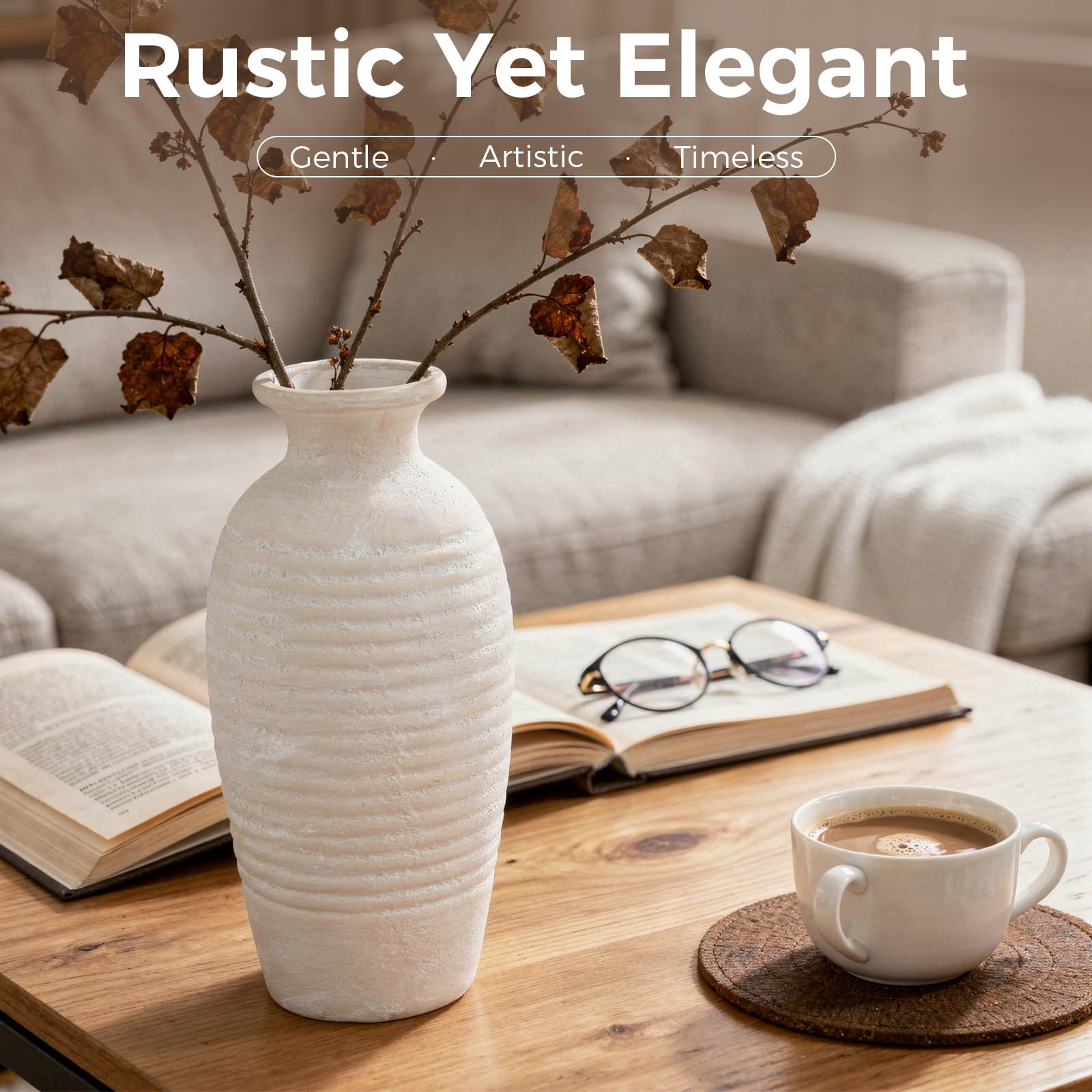 Jaxoriel vase fits dried flowers or pampas grasses for tall arrangements.