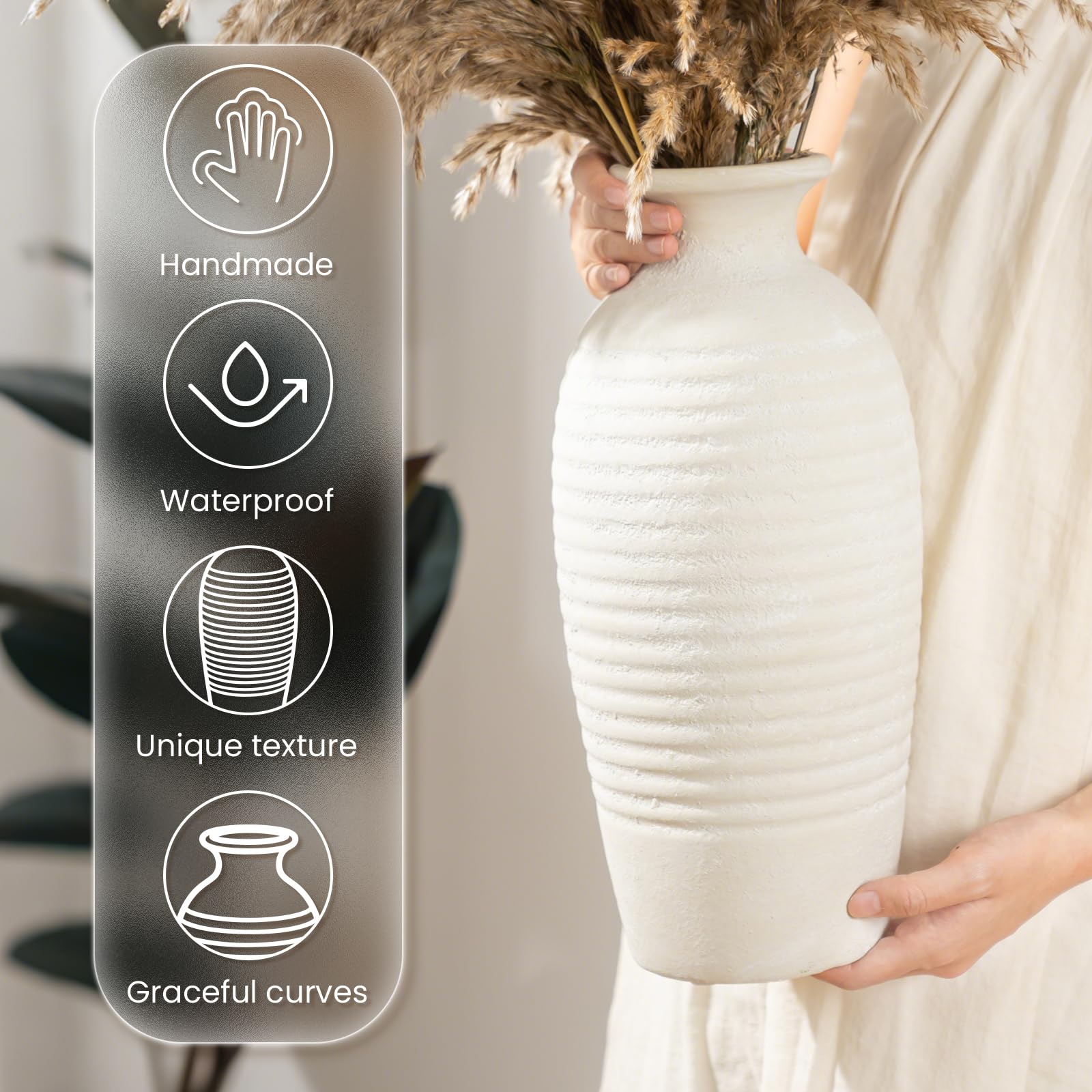 Jaxoriel hourglass vase silhouette enhances living room decor.