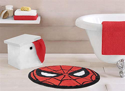 Jay Franco Avengers bath rug showing non-slip latex backing for safety.