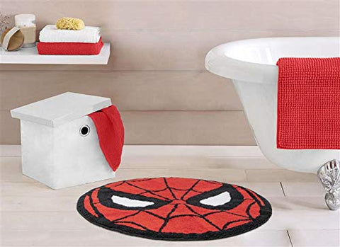 Jay Franco Avengers bath rug showing non-slip latex backing for safety.