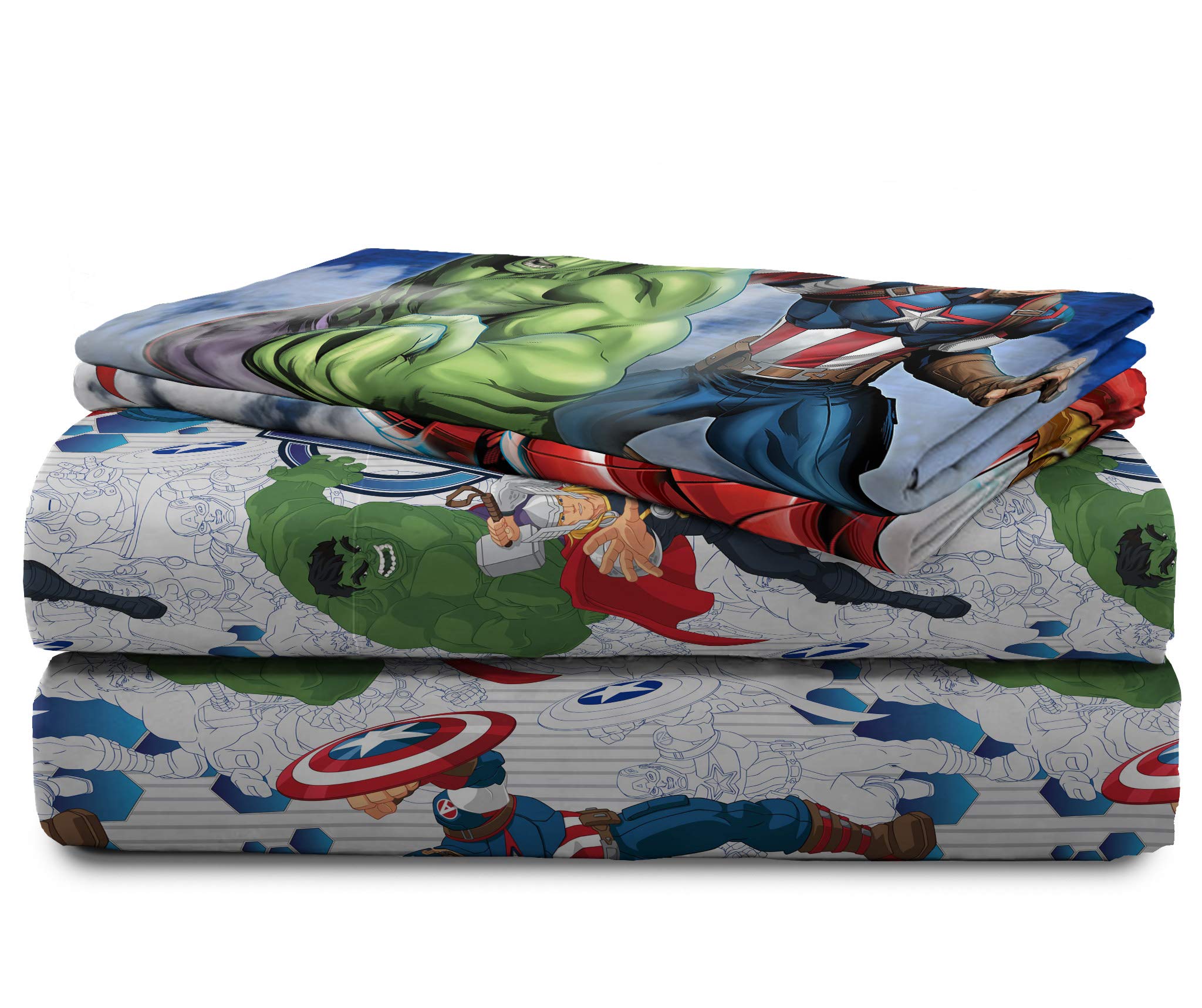 Jay Franco Avengers blue circle bedroom setup emphasizes easy maintenance.