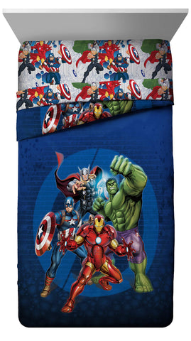 Jay Franco Avengers blue circle pillow cases in soft microfiber for comfy sleep.