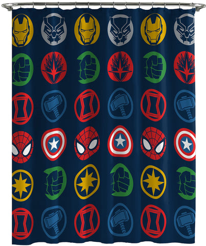 Jay Franco Avengers Shields shower curtain hooks provide secure, durable hang for busy family baths