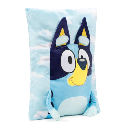 Jay Franco Bluey 3D snuggle pillow back view, adds playful soft decor.