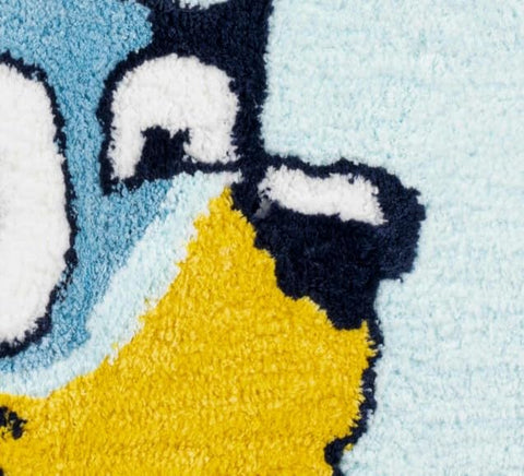 Soft, non-slip Bluey bath mat by Jay Franco; great for toddler baths.