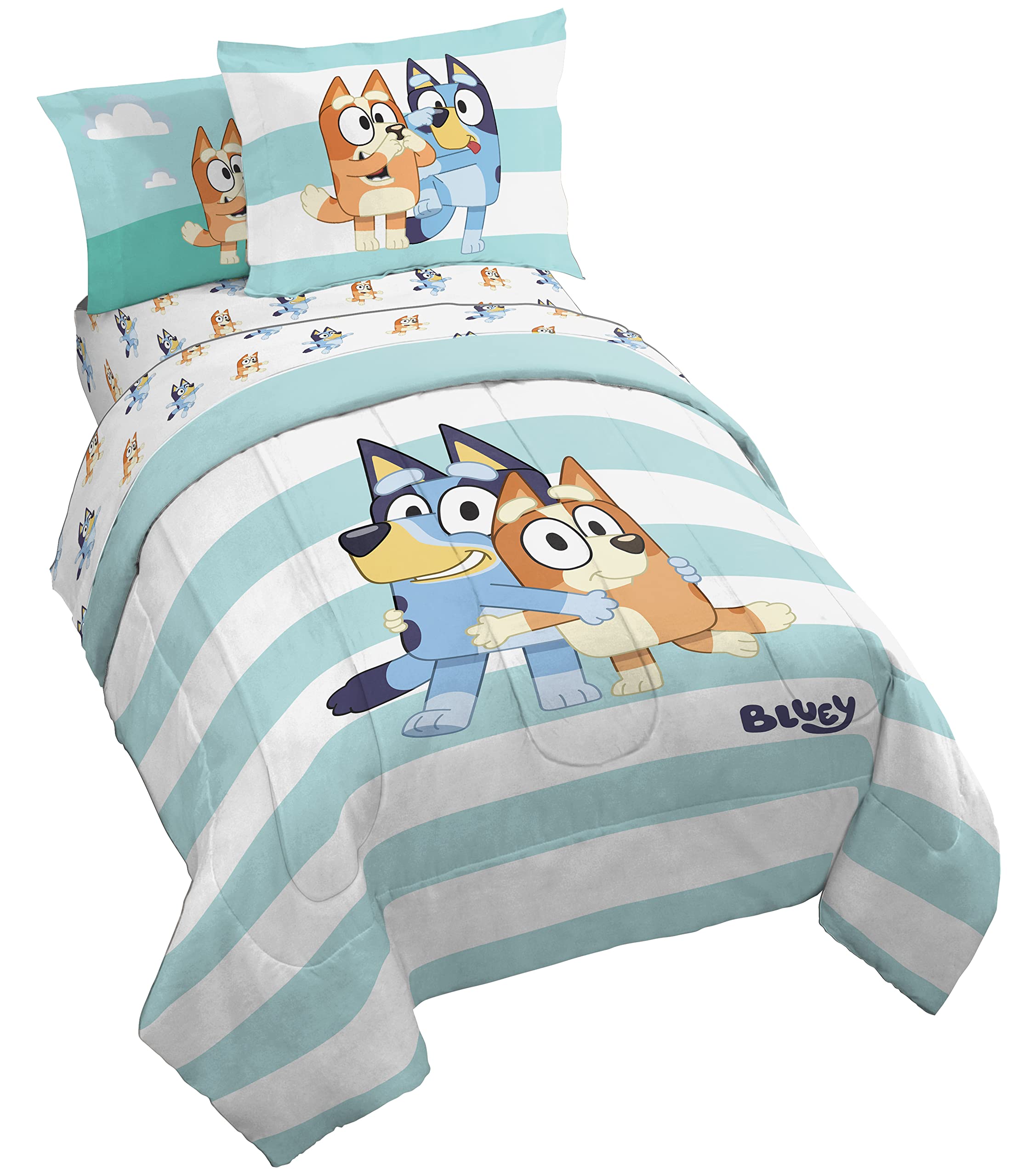 Jay Franco Bluey full bed set comforter close-up highlighting ultra-soft microfiber finish