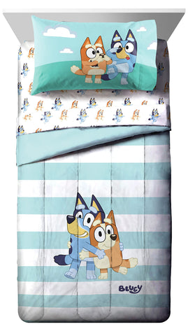 Jay Franco Bluey fitted sheet close-up showing smooth, cozy fabric