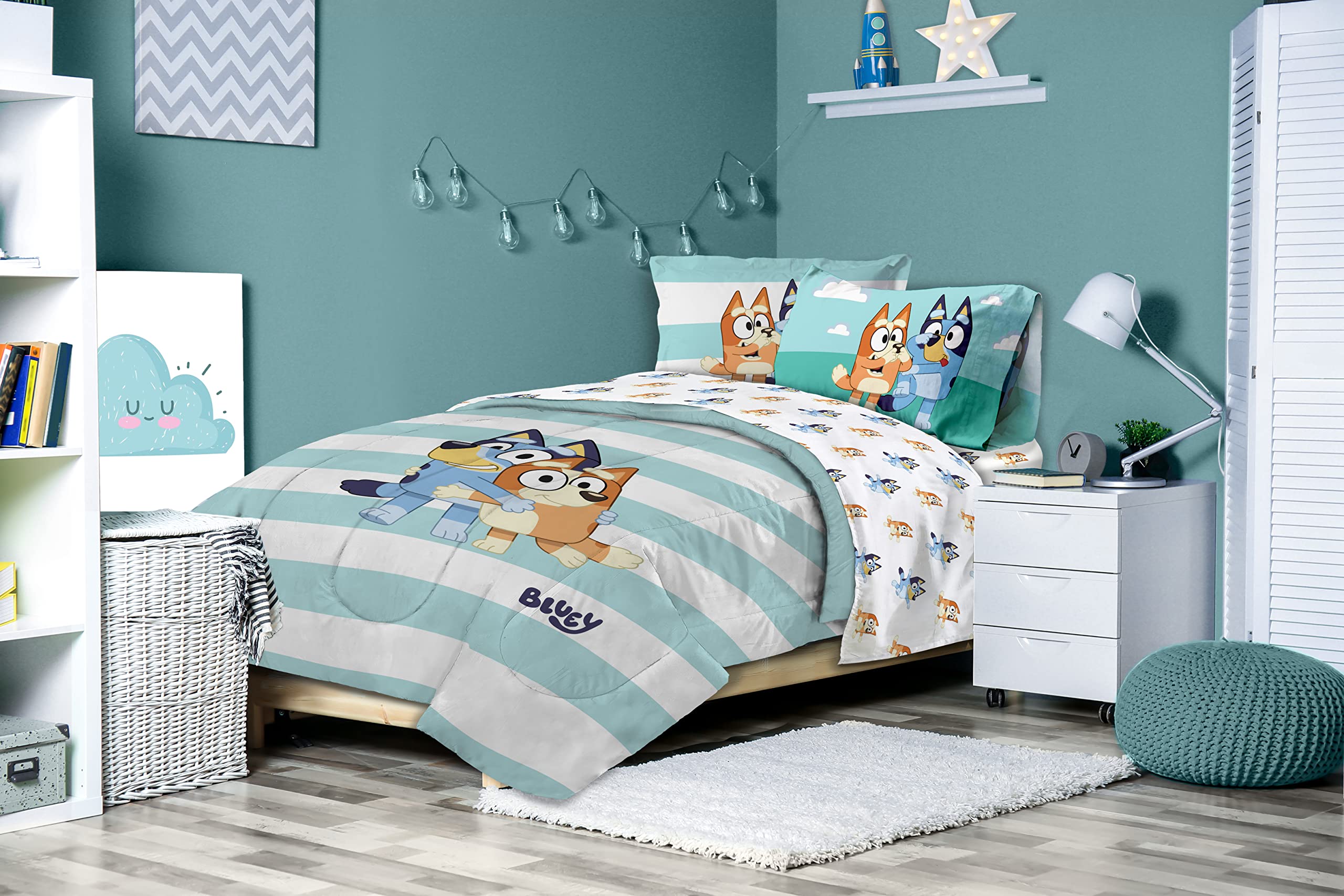 Jay Franco Bluey bedding packaging shown for easy storage and travel