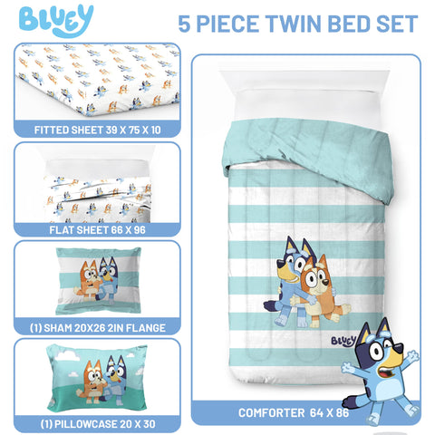 Jay Franco Bluey and Bingo flat sheet — vibrant print for cozy sleep.