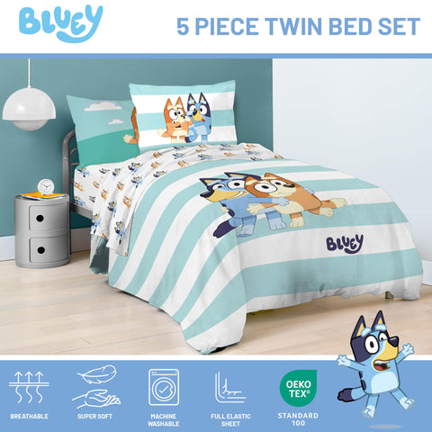 Jay Franco Bluey and Bingo pillowcase — durable and washable.