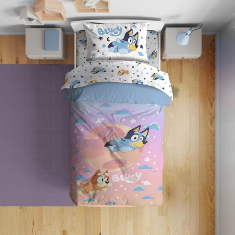 Jay Franco Bluey Bingo themed kids room setup idea for sleepovers.
