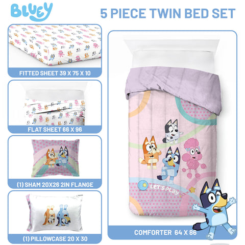 Jay Franco Bluey flat sheet 66x96 adds smooth layering for kids' sleepovers.