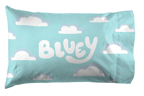 Jay Franco Bluey sheet set flat sheet spread with pattern