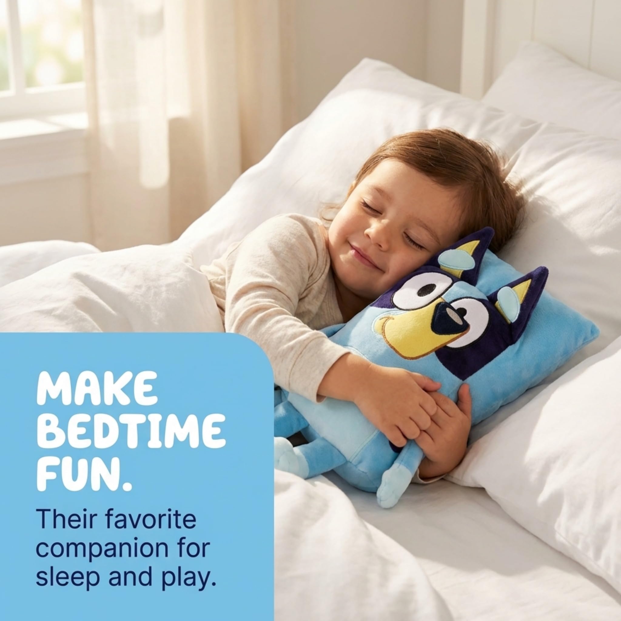 Jay Franco Bluey Snuggle Pillow in a kid's room as playful decor