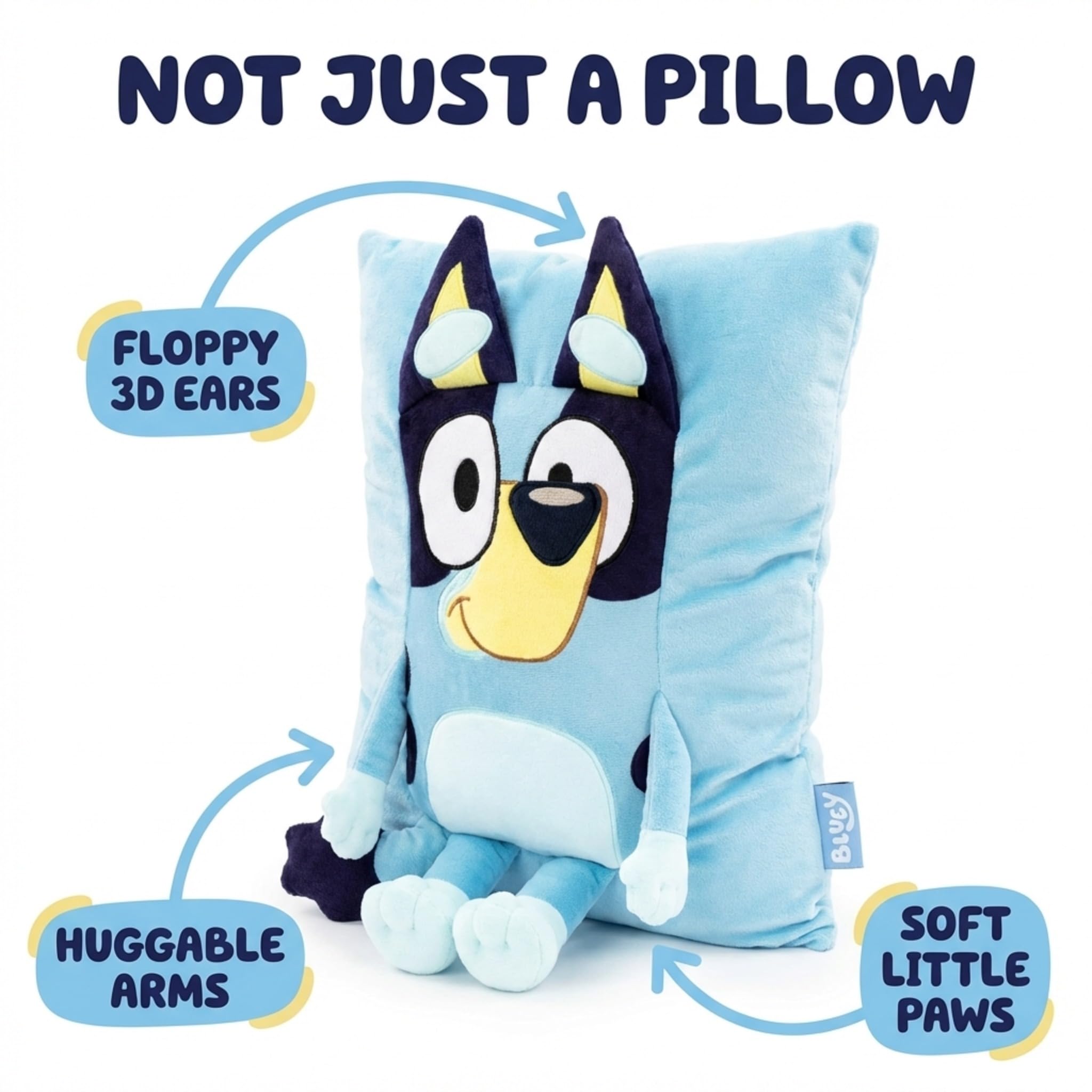 Jay Franco Bluey Snuggle Pillow features soft microfiber for durable softness