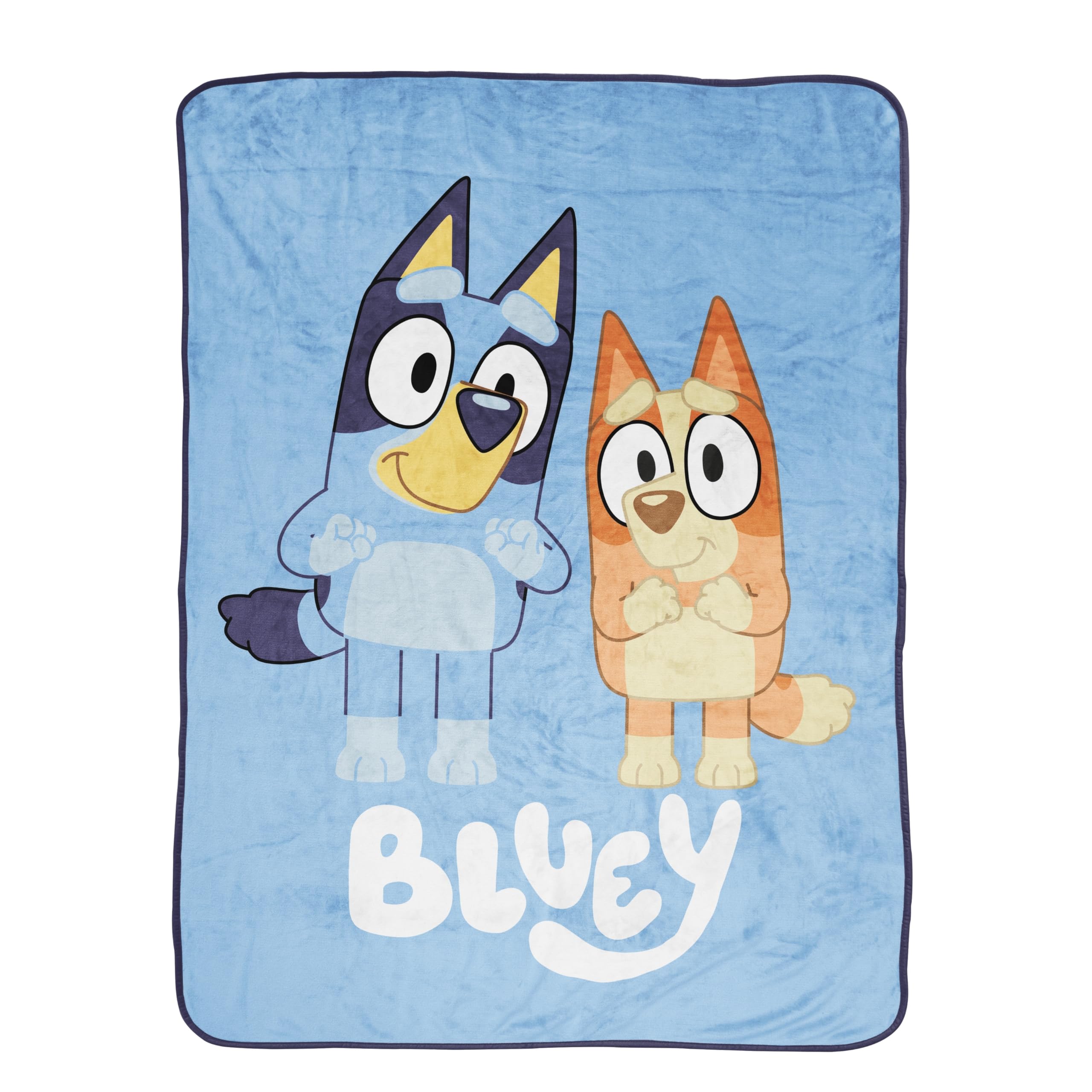 Jay Franco Bluey throw blanket with overall design enhances cozy living room decor.