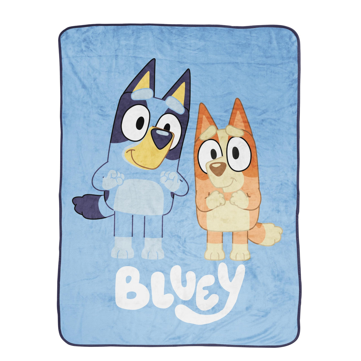 Jay Franco Bluey throw blanket with overall design enhances cozy living room decor.