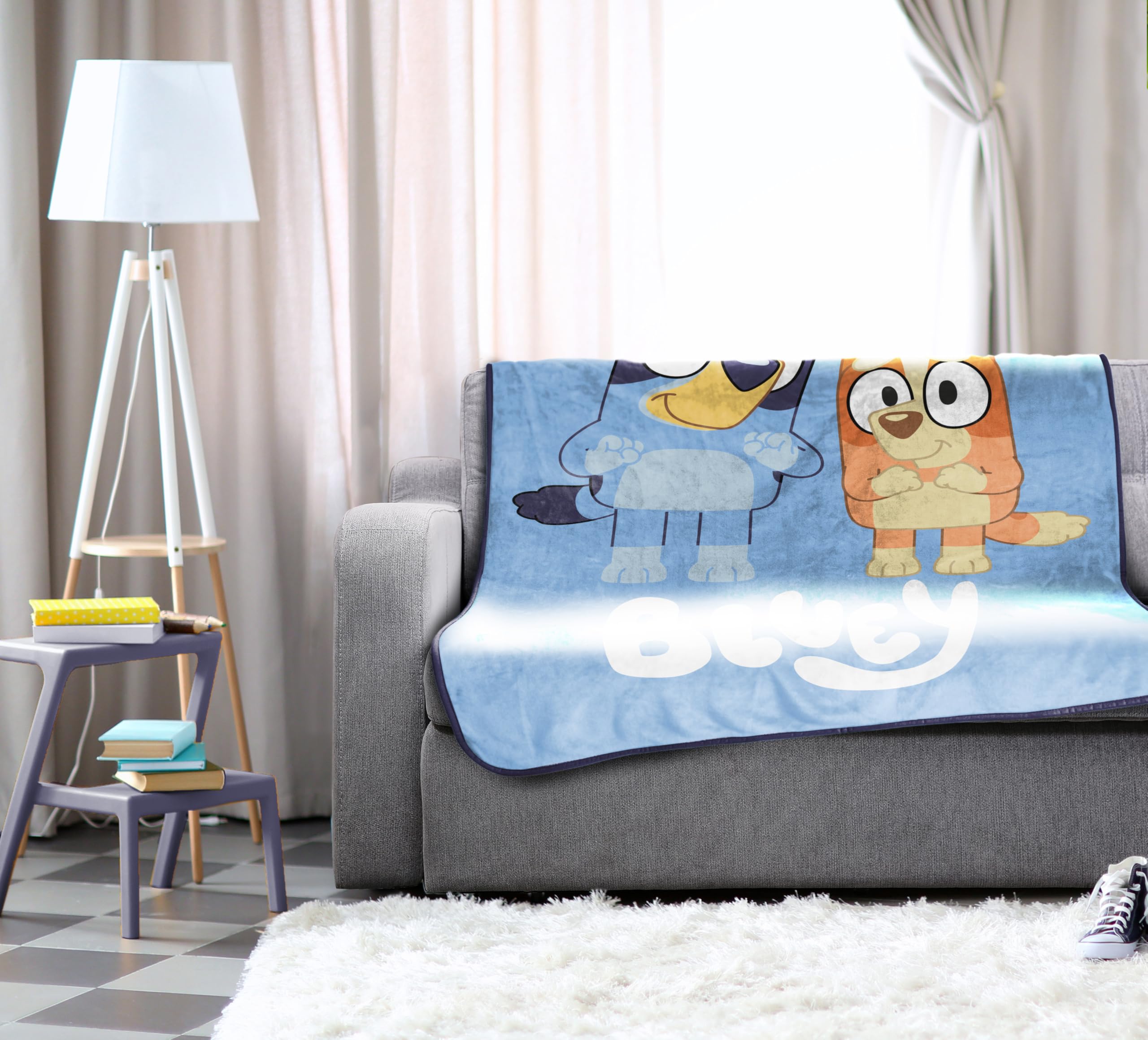 Jay Franco Bluey throw blanket soft fleece close-up for warmth and comfort.
