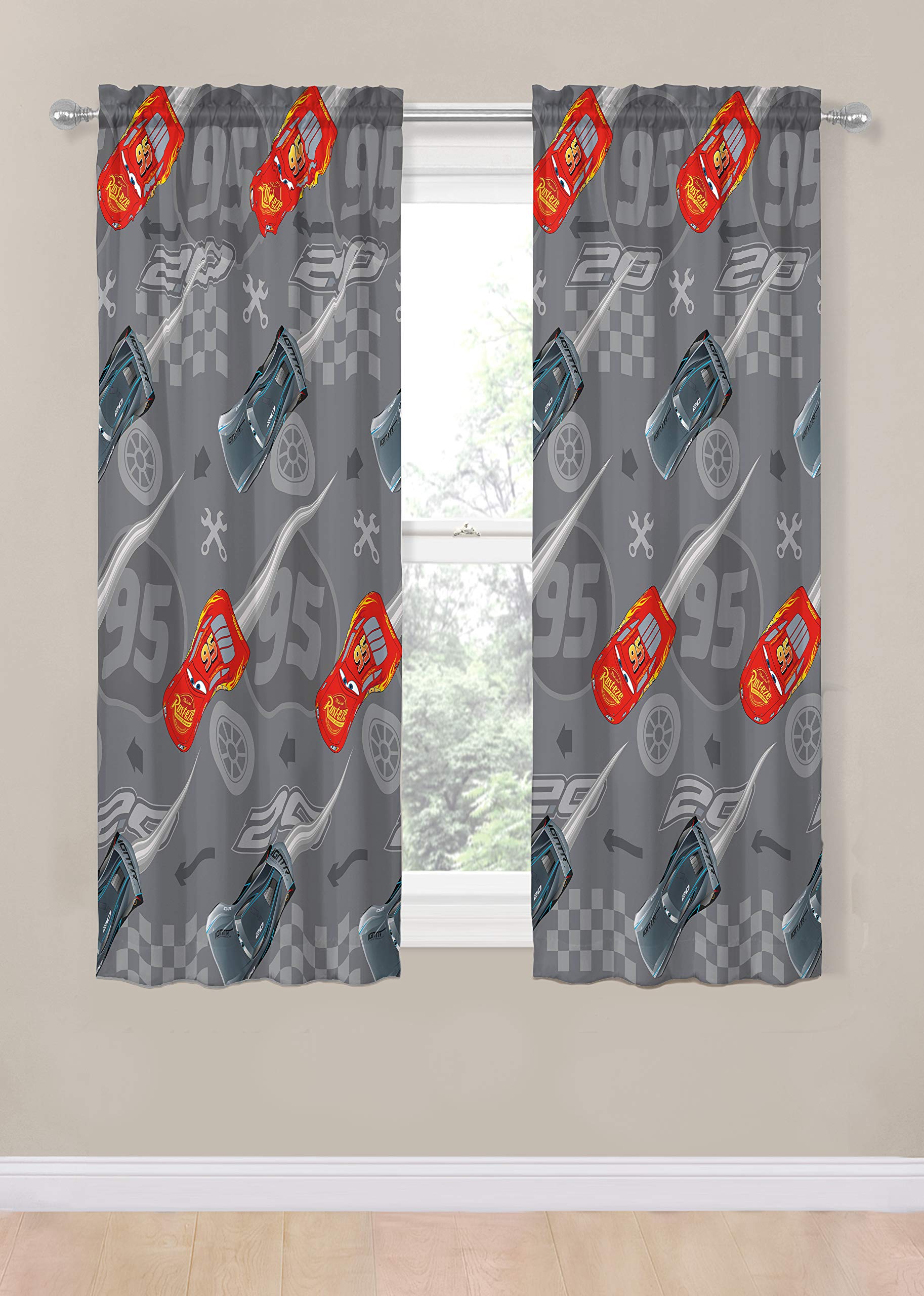 Jay Franco Cars curtain panels highlight Lightning McQueen for a playful playroom vibe