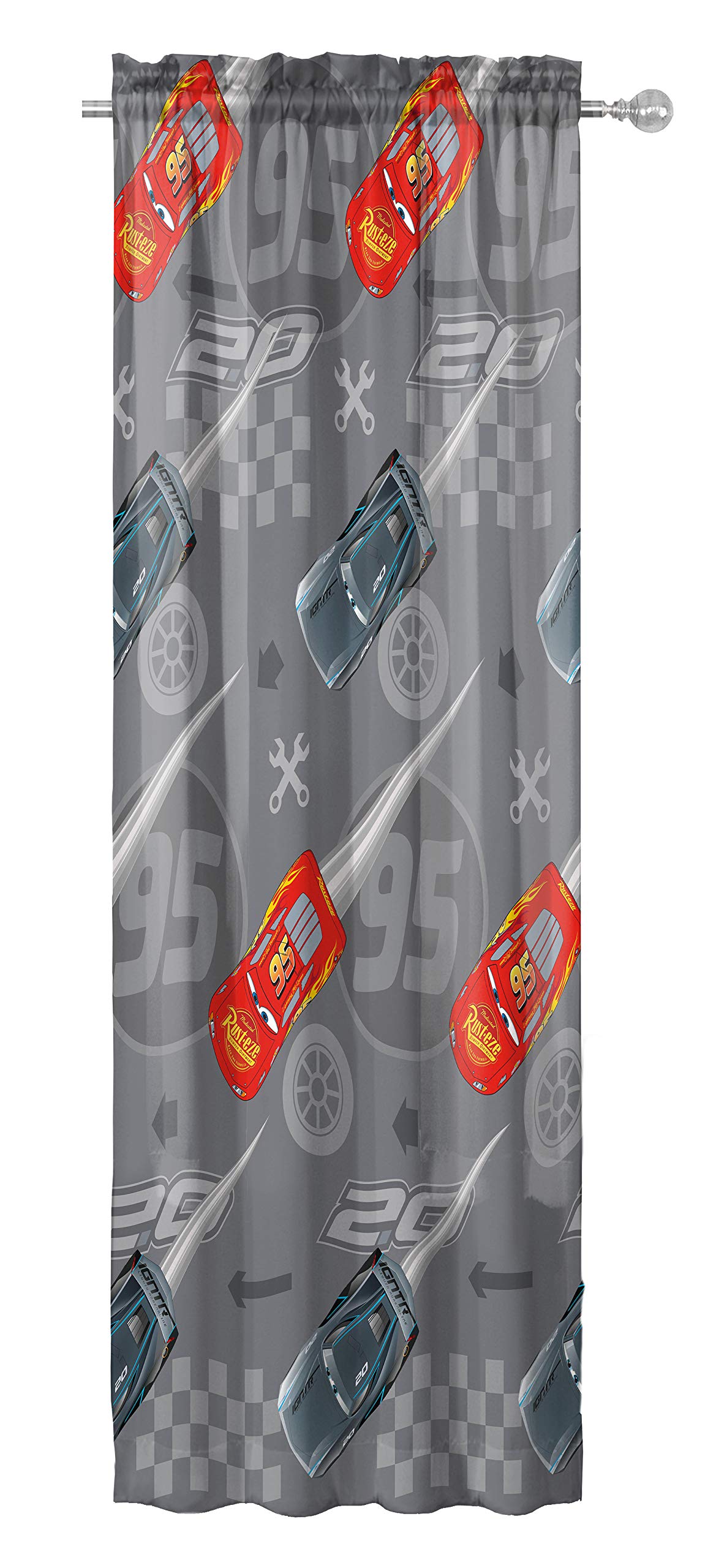 Jay Franco Cars drapes with rod-pocket design for easy setup and sleek look