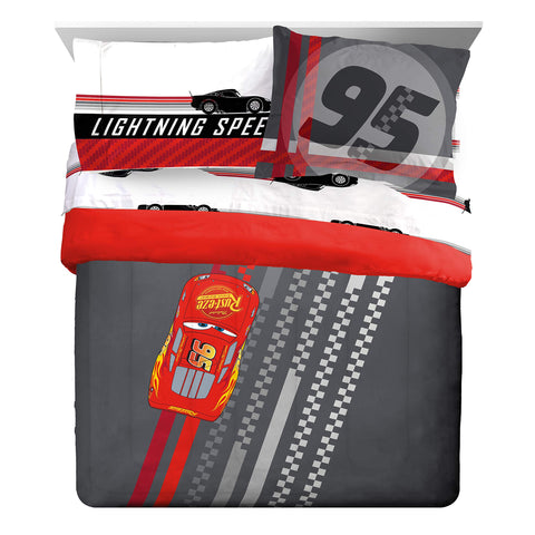 Jay Franco Cars Race Ready comforter detail shows soft microfiber fabric