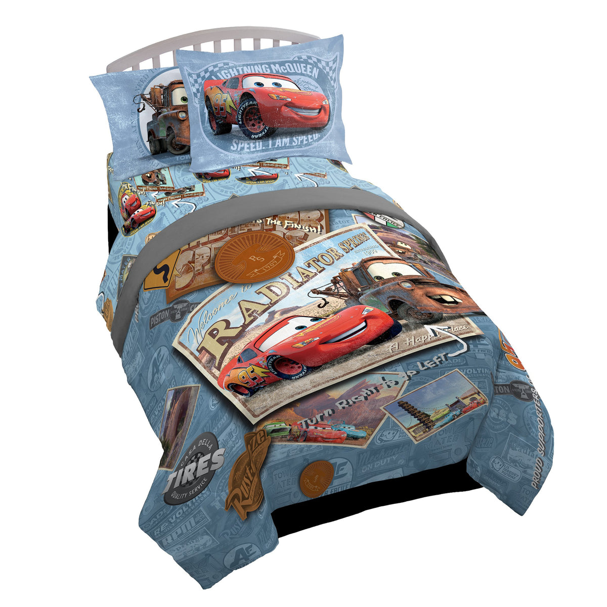 Jay Franco Cars Tune Up comforter with Lightning McQueen and Mater for cozy nights.