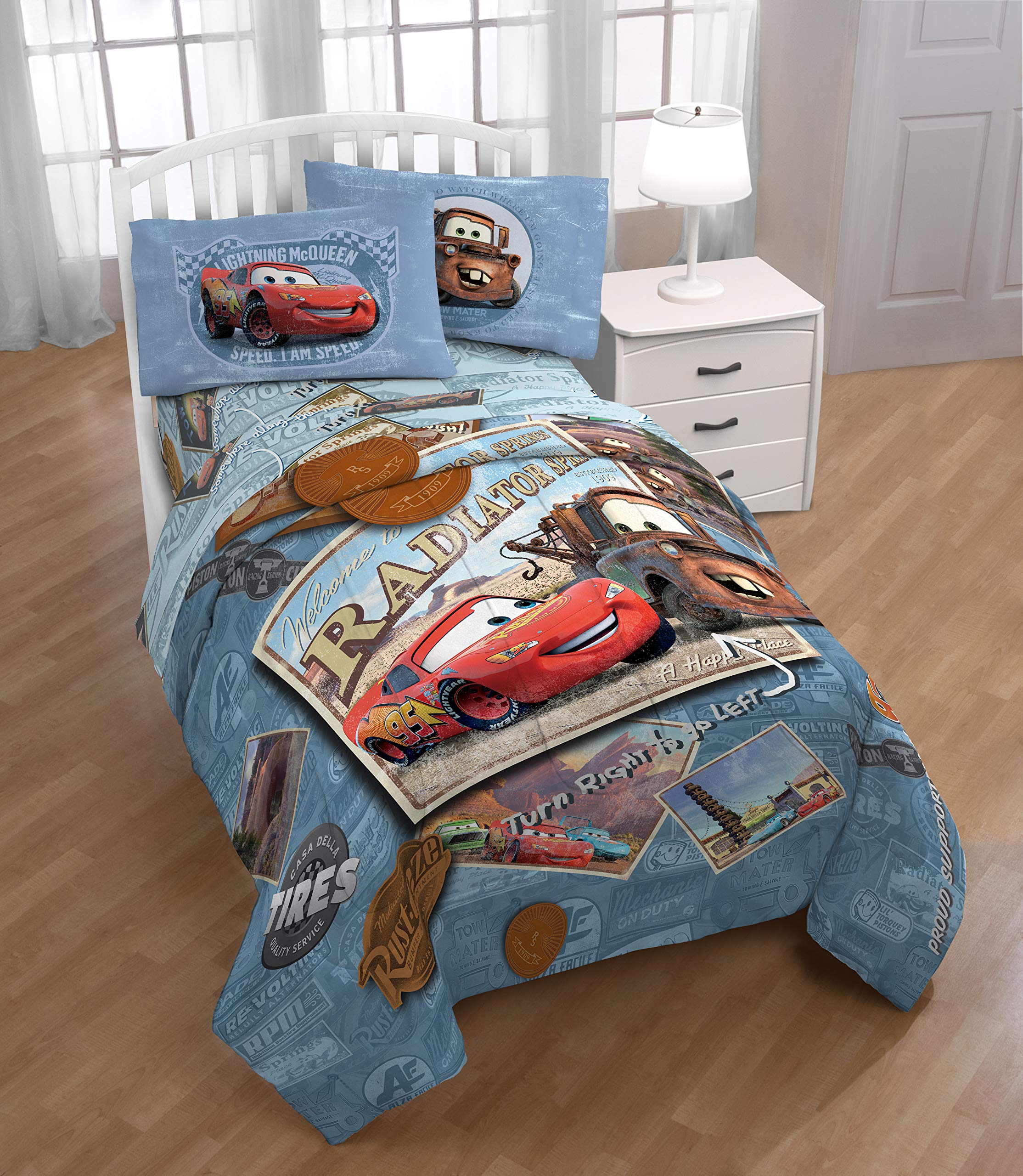 Jay Franco Cars Tune Up full bed in a bag for quick setup.
