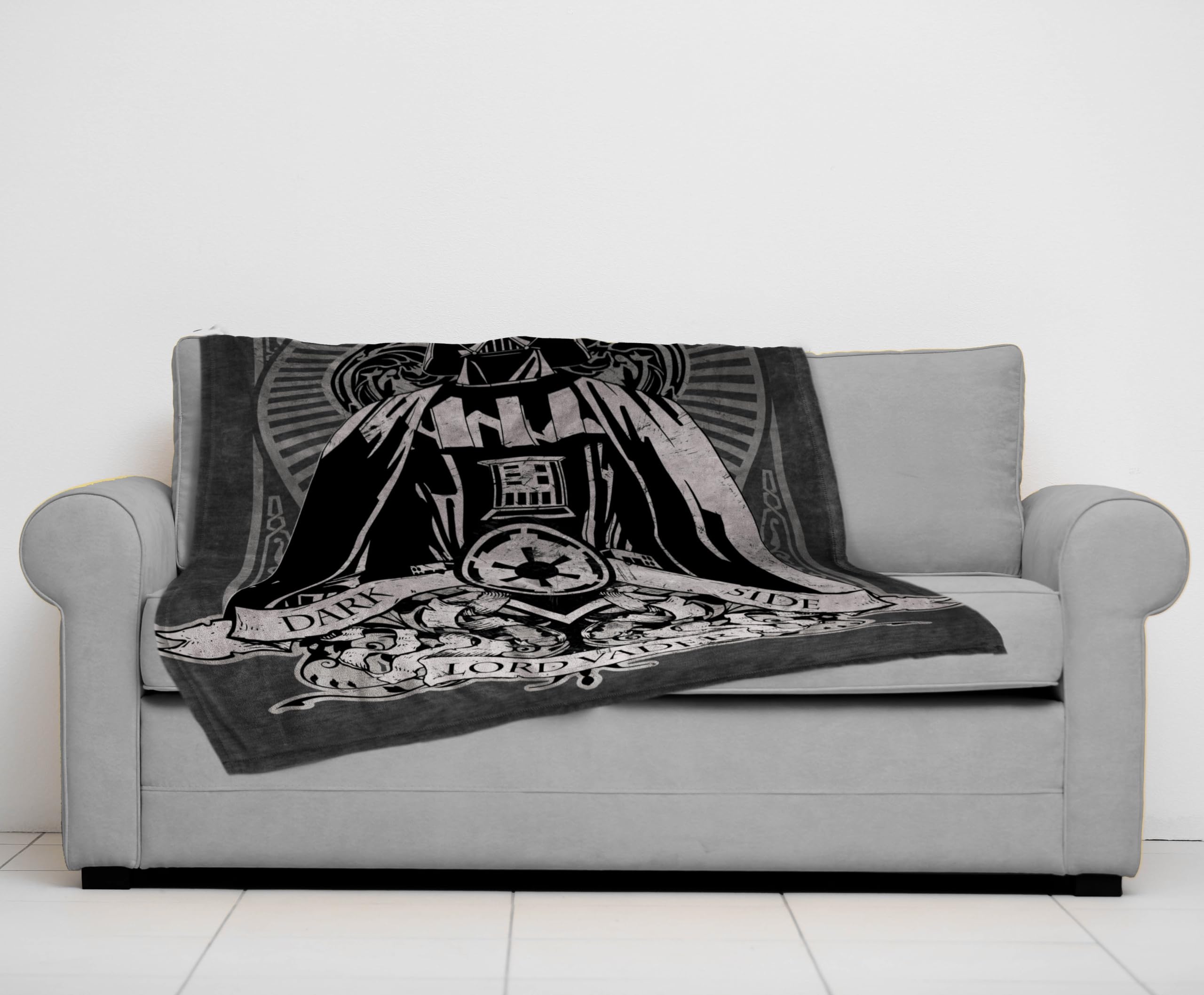 Jay Franco Darth Vader throw back view highlighting durable, easy-care fabric