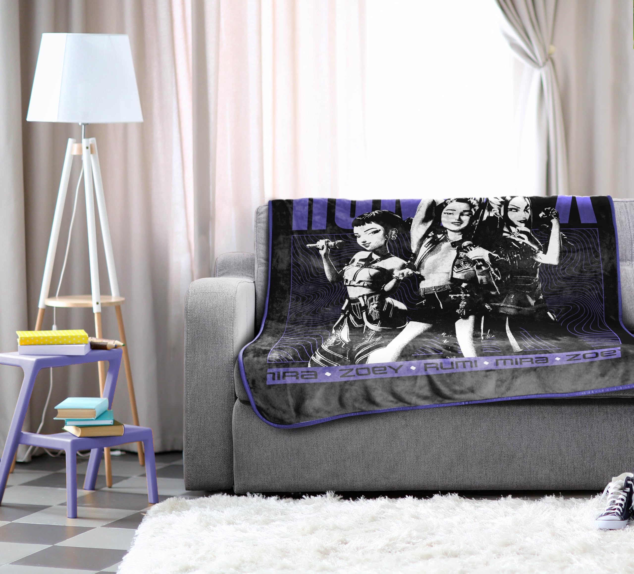 Jay Franco Demon Hunters throw blanket on bed layering for stylish warmth.