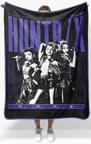 Jay Franco Demon Hunters Huntrix throw hero image showcases bold poster art for living room comfort.