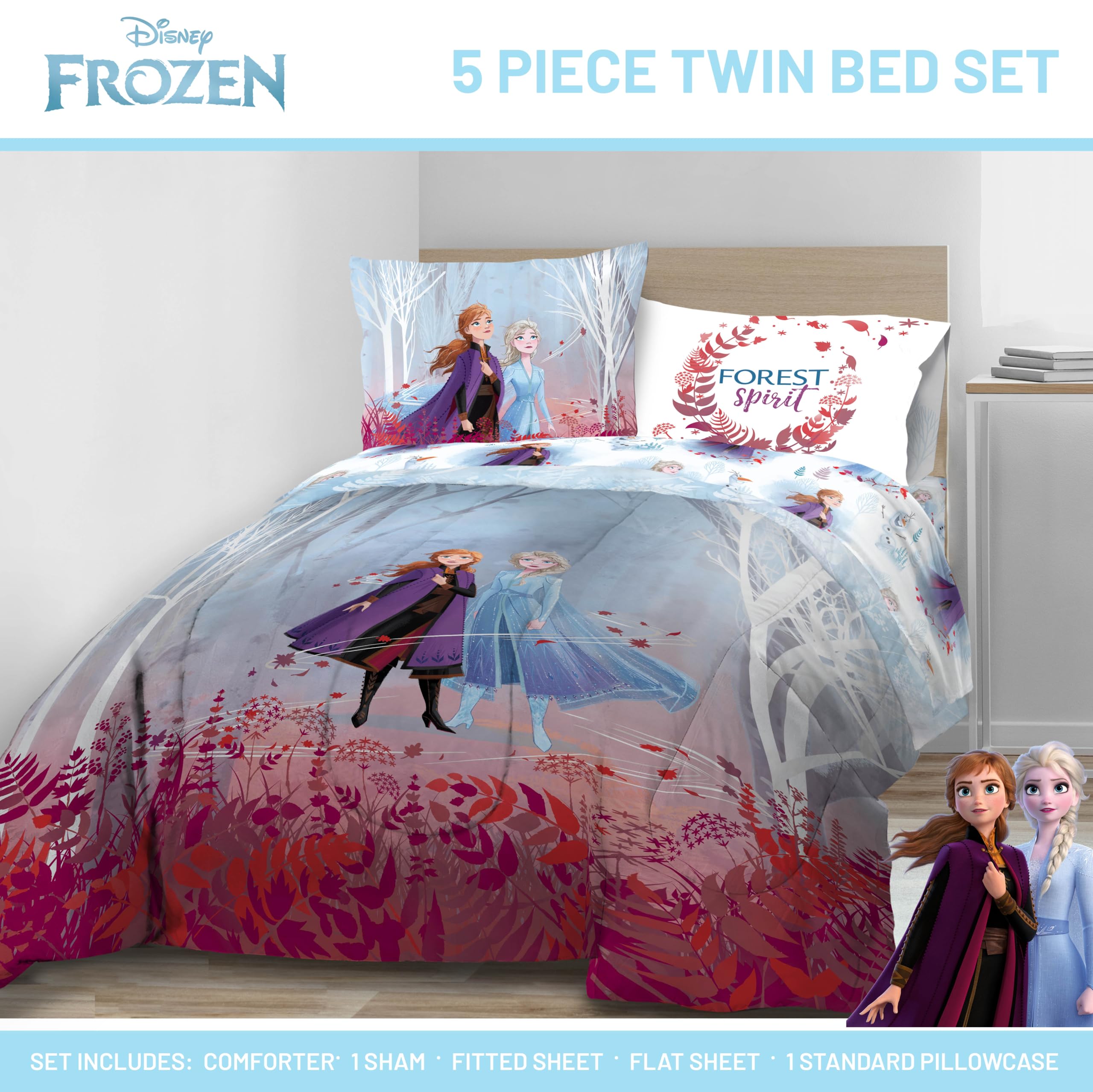 Jay Franco Disney Frozen Elsa Anna illustration adds magical bedroom appeal