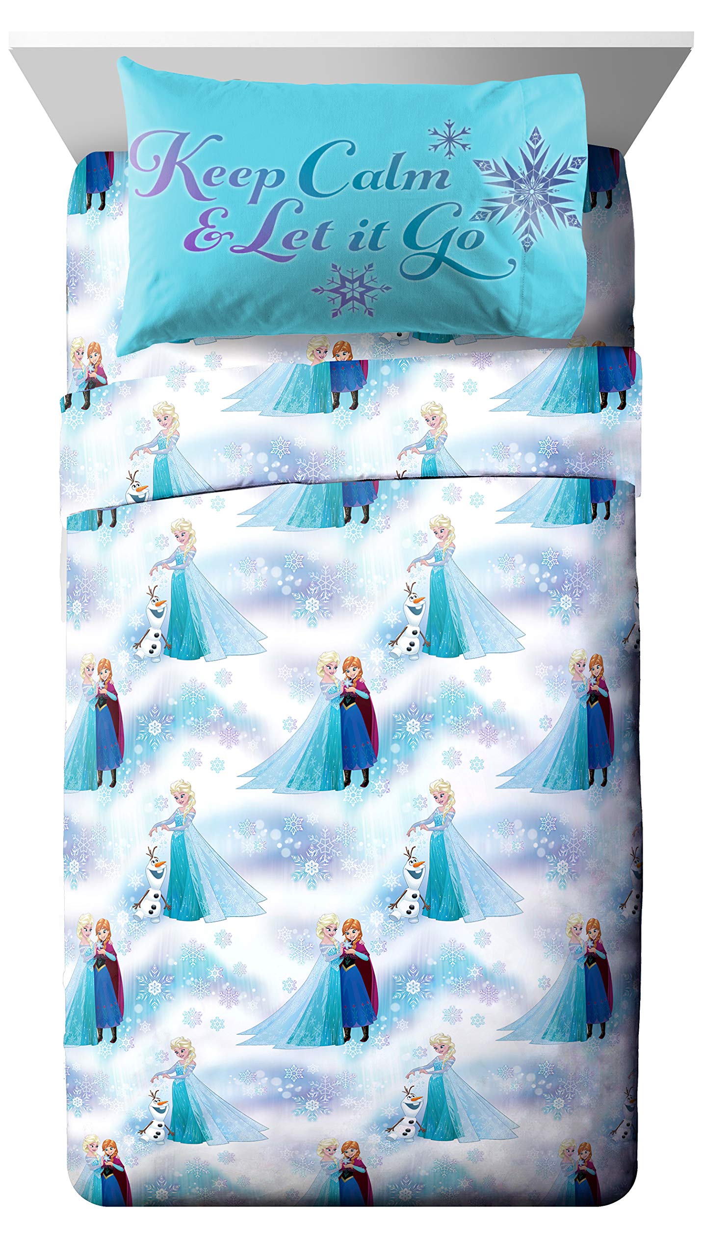 Jay Franco Frozen pillowcases match the prints for cohesive decor.