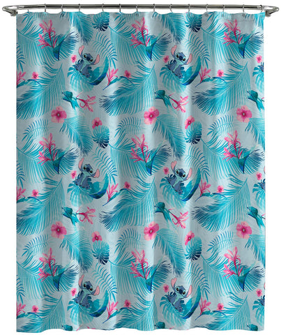 Jay Franco Disney Lilo and Stitch bath hooks provide durable, waterproof hardware for easy curtain setup