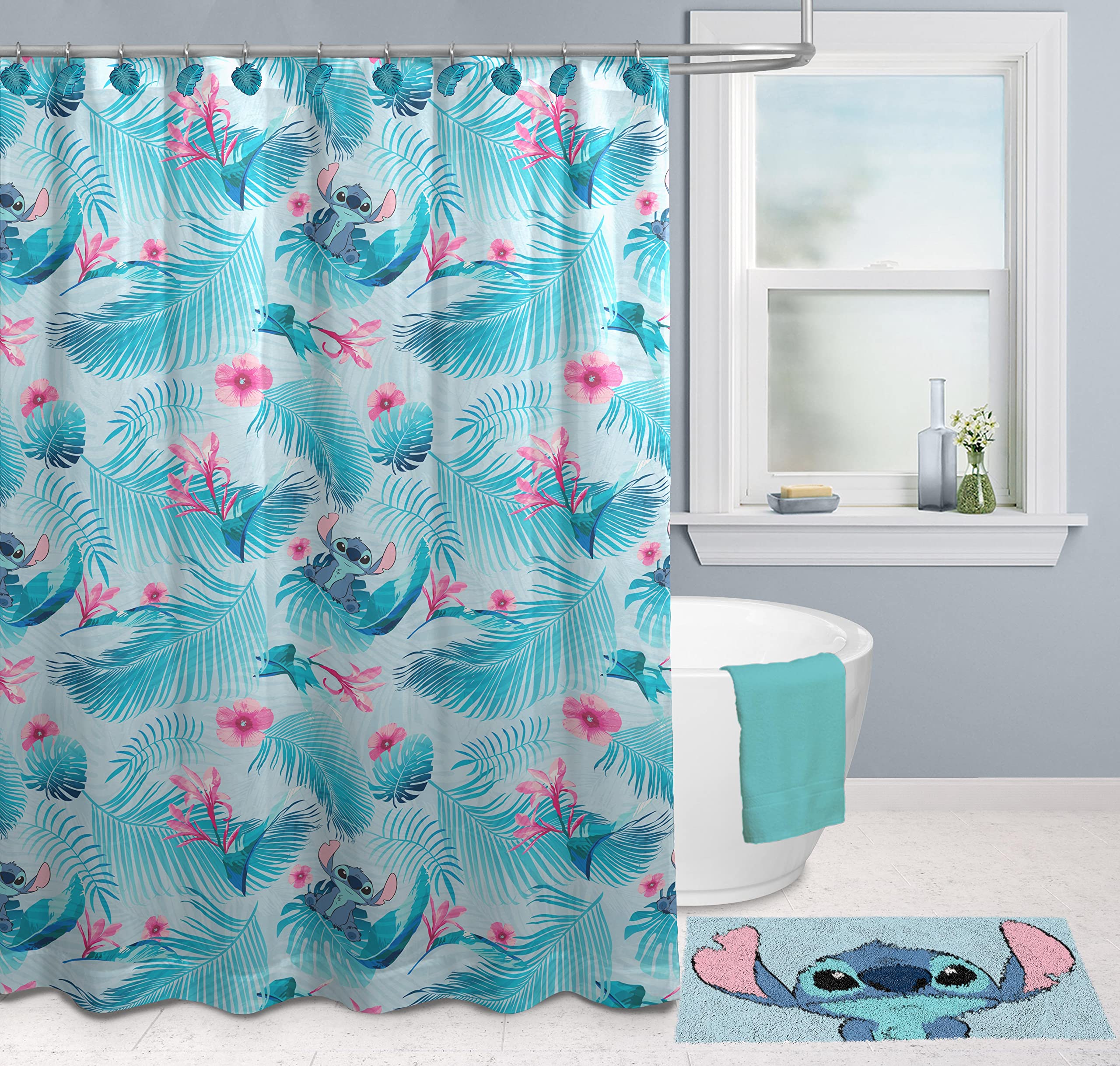 Jay Franco Disney bathroom set on display shows coordinated decor for kids' bathrooms