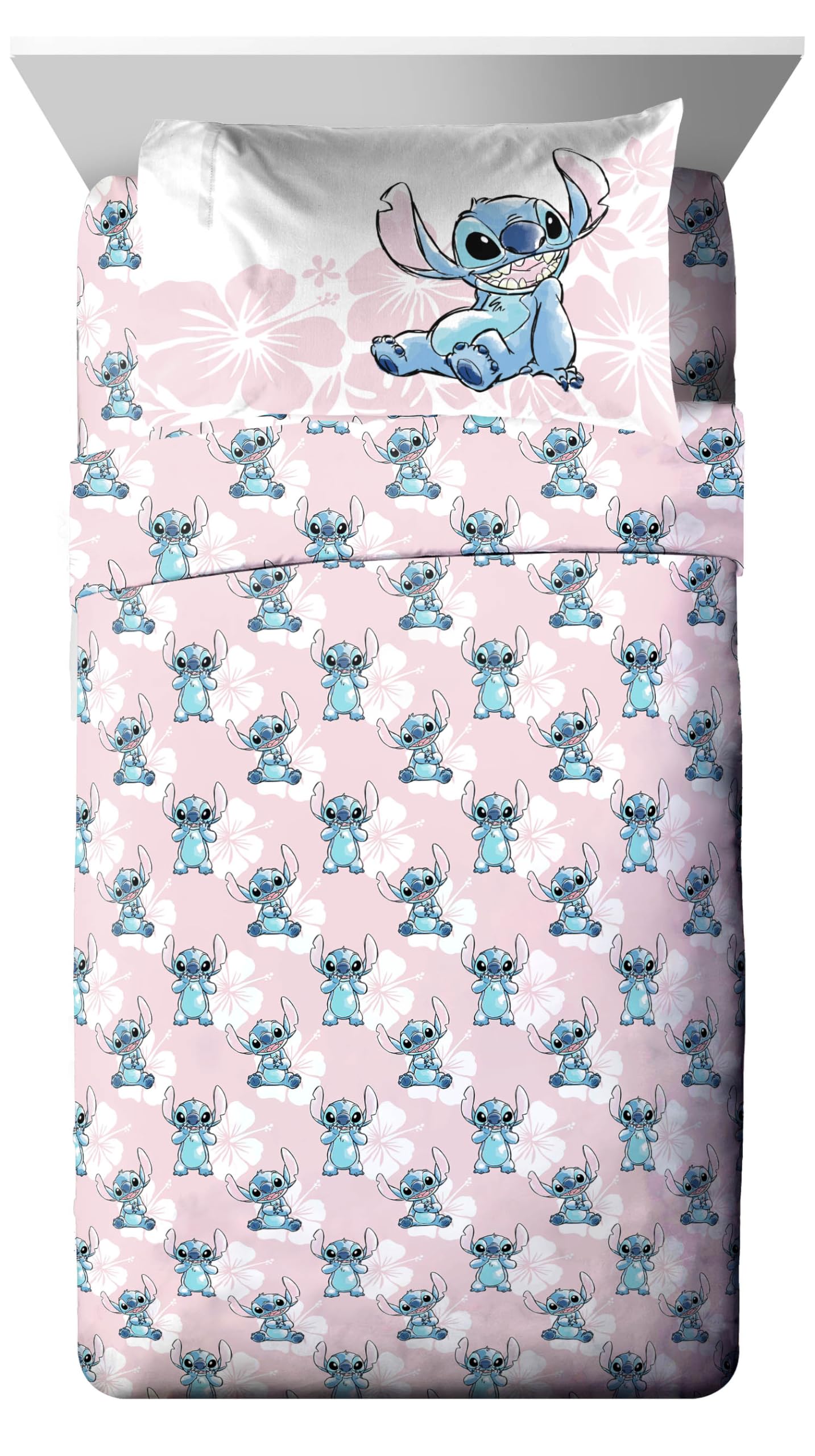 Jay Franco Disney Lilo & Stitch fitted sheet offers breathable microfiber comfort year-round