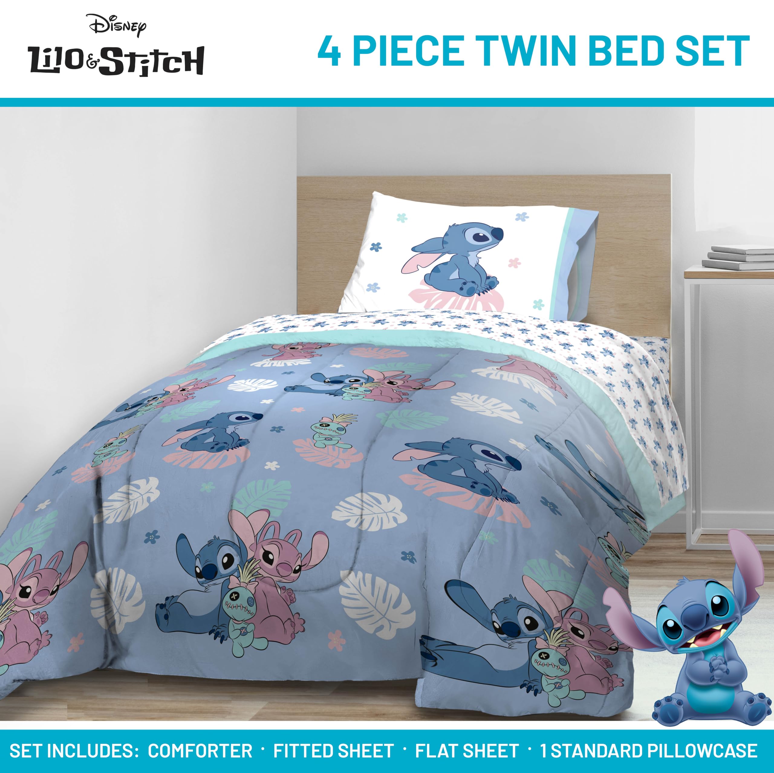 Jay Franco Lilo & Stitch fitted sheet with deep pockets for secure sleep