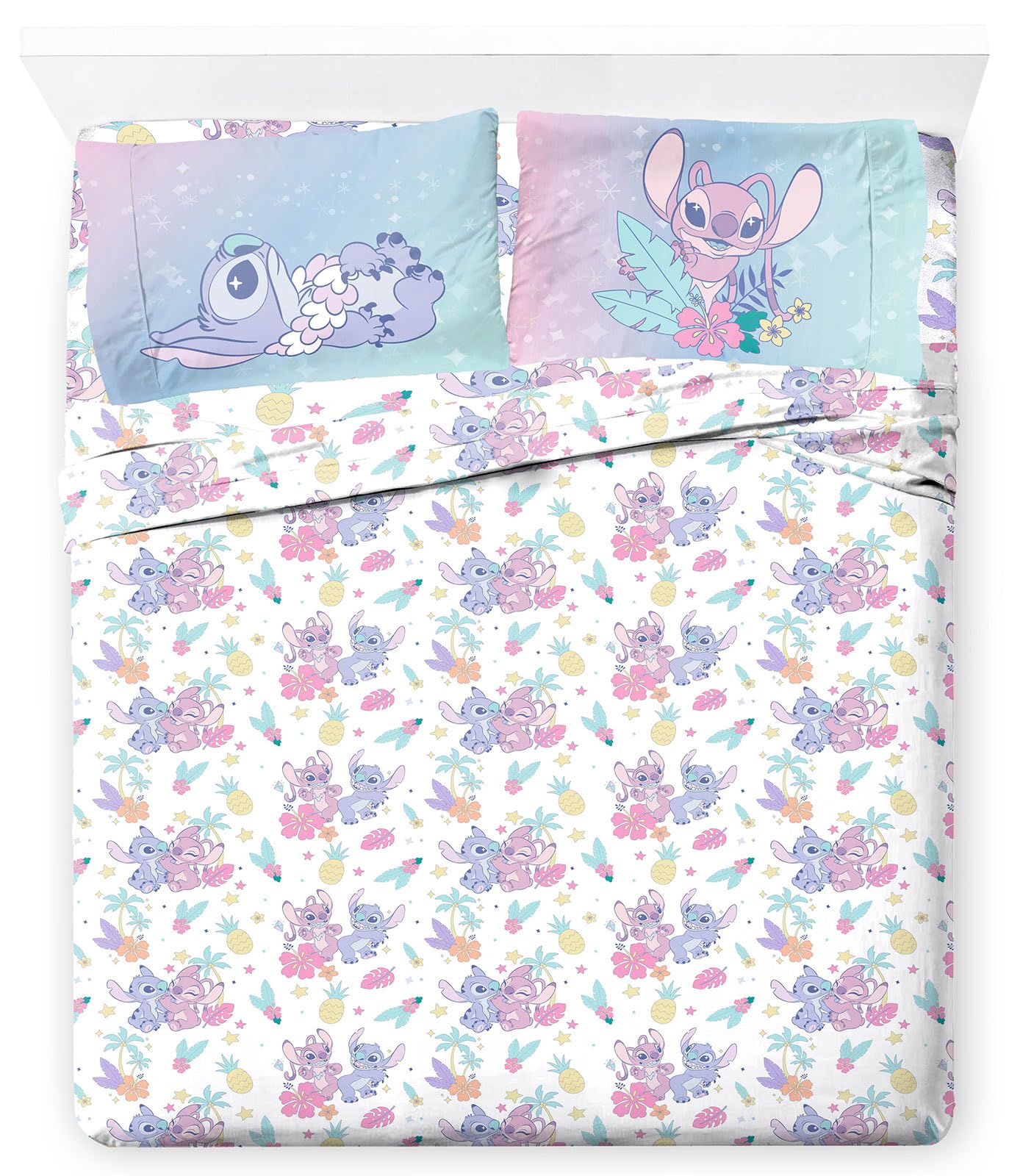 Jay Franco Disney Lilo & Stitch fitted sheet with deep pocket secures mattress fit.