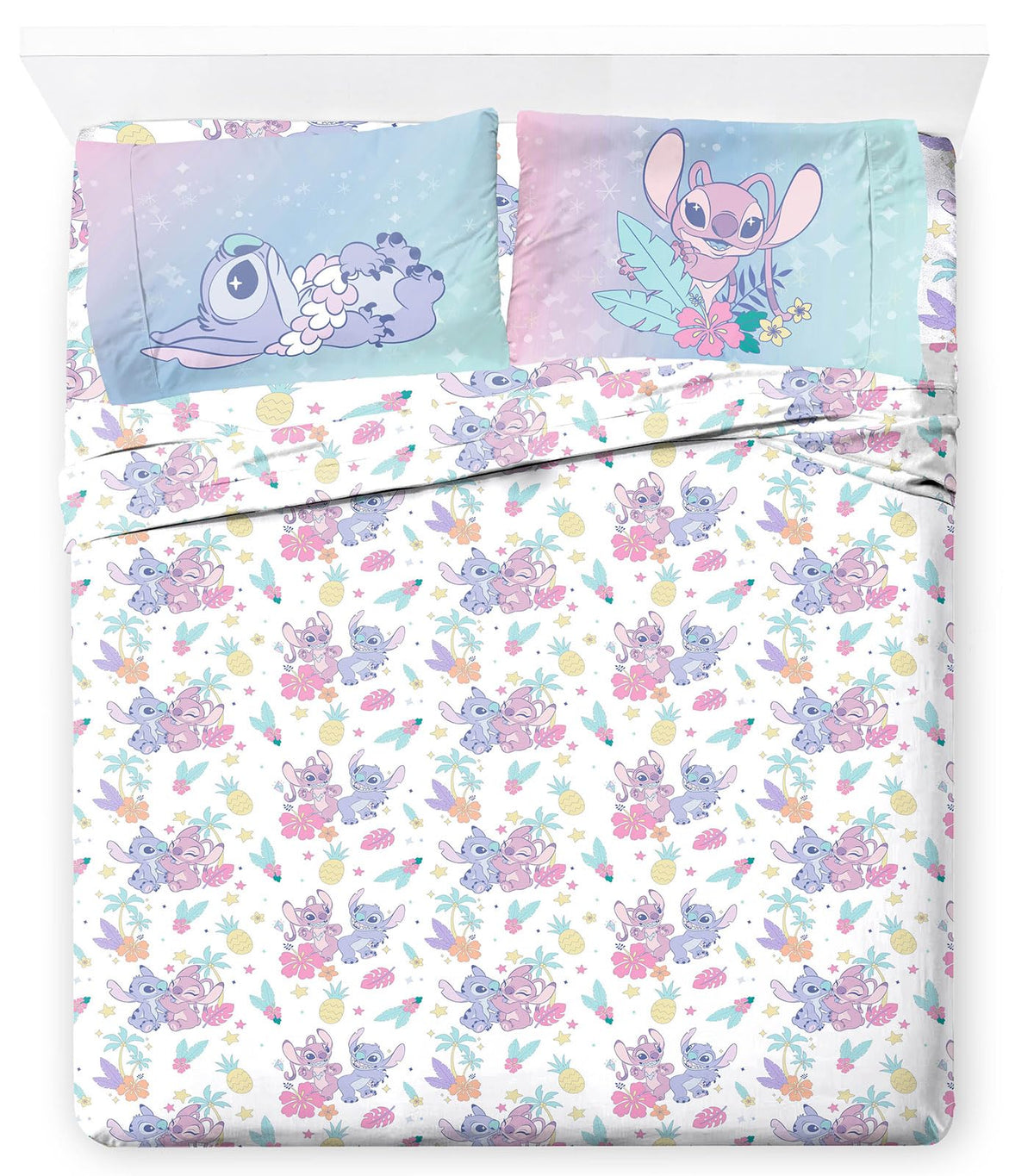 Jay Franco Disney Lilo & Stitch fitted sheet with deep pocket secures mattress fit.