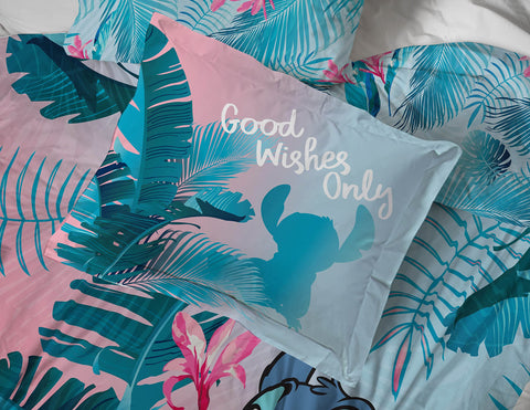 Jay Franco Disney Lilo and Stitch fabric closeup showing microfiber texture for durability