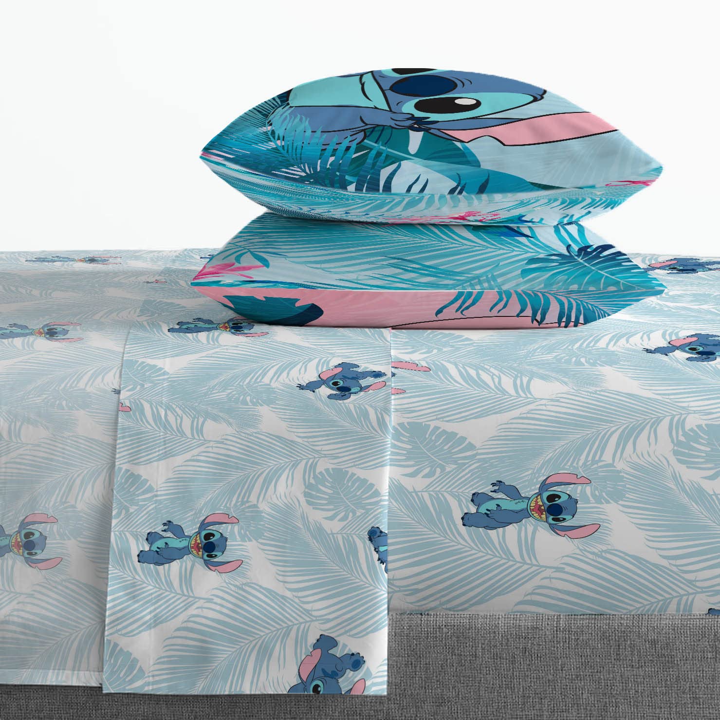 Jay Franco reversible comforter shows Stitch pattern on one side for two looks.