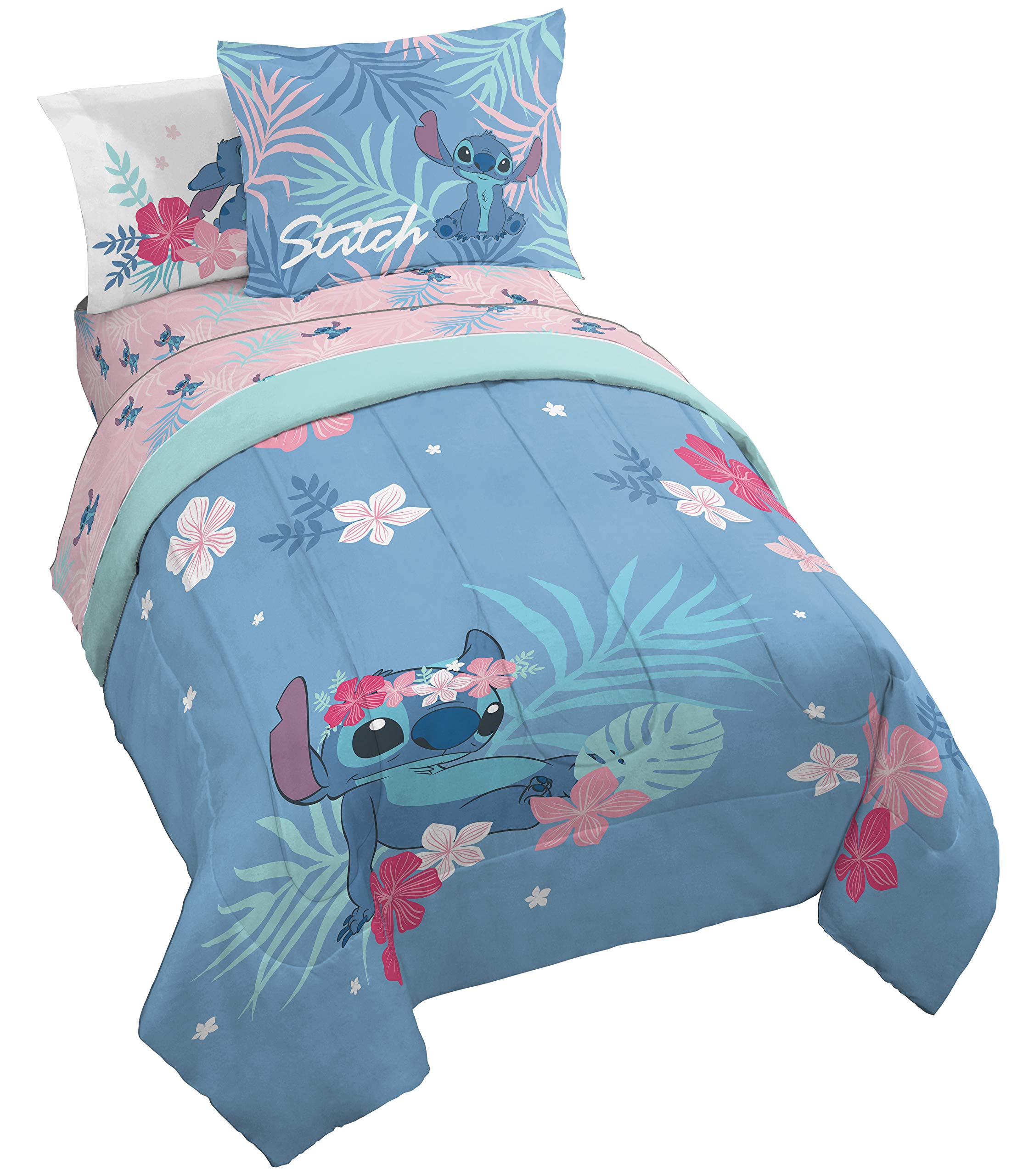 Jay Franco Disney Lilo & Stitch Paradise Dream reversible comforter adds vibrant color and warmth.