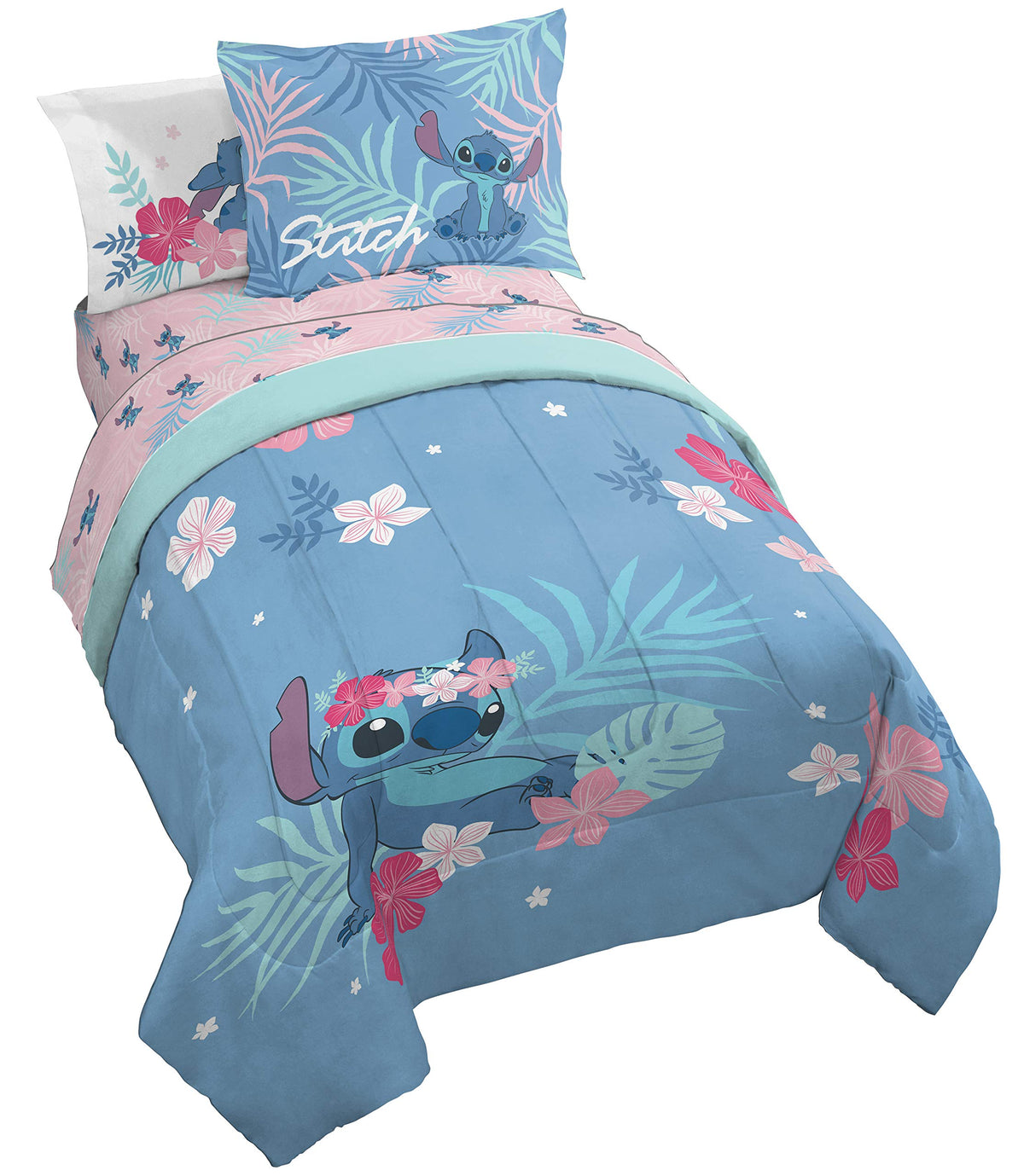 Jay Franco Disney Lilo & Stitch Paradise Dream reversible comforter adds vibrant color and warmth.