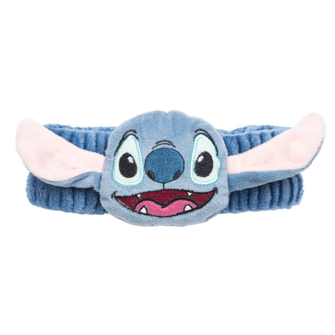 Jay Franco Lilo and Stitch spa headband keeping hair away during bath