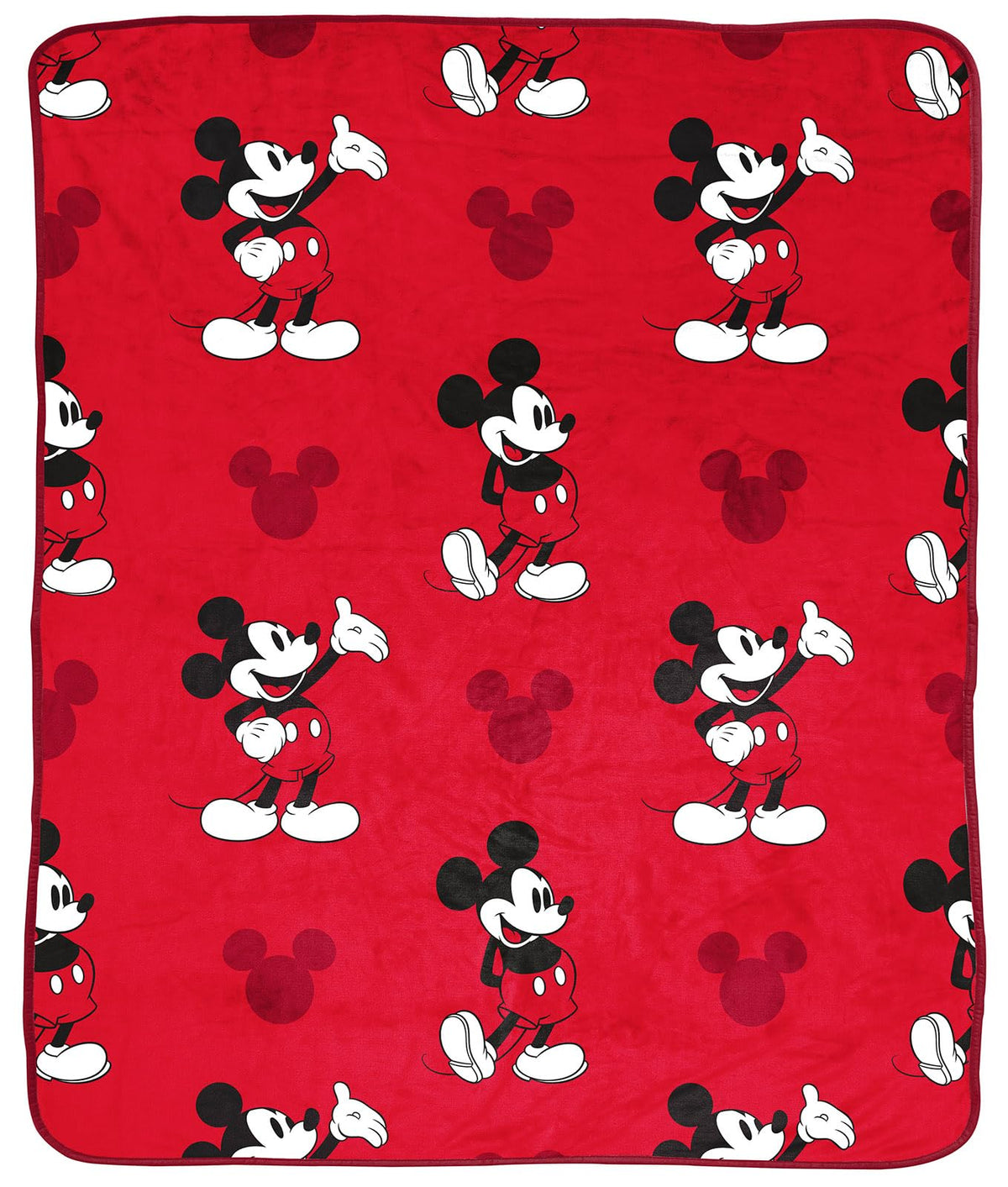 Jay Franco Mickey Mouse plush throw front view, cozy 50x60 inches for kids' room.