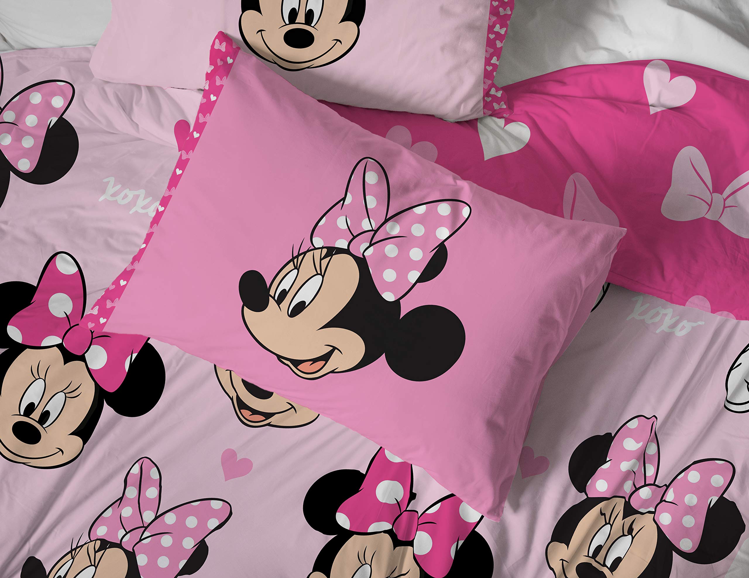 Close-up of brushed microfiber fabric texture in Minnie Mouse set