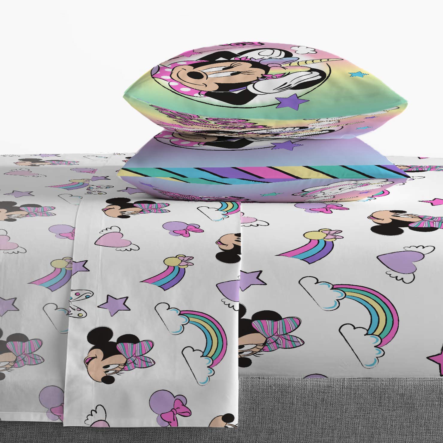 Pillow cases from Minnie Mouse Unicorn Dreams set ready for beds